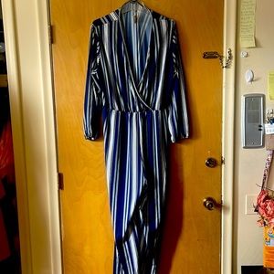 Women Blue and White Jumpsuit